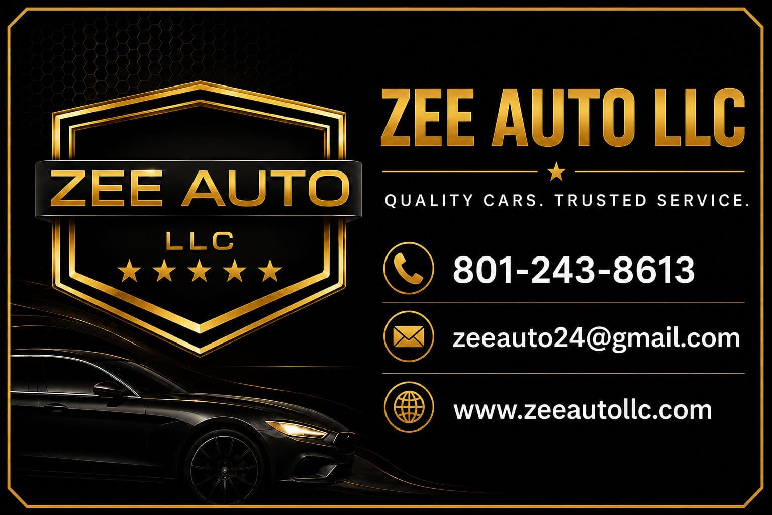 Zee Auto business card